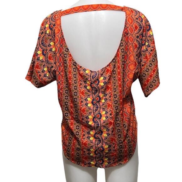 Jessica Simpson‎ “Ironic” Short Sleeved High-Low Top Orange S - Picture 2 of 11